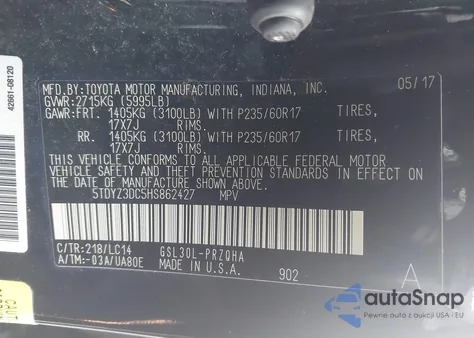 2017 Toyota Sienna Xle 8 Passenger из США, поврежденный, VIN 5TDYZ3DC5HS862427